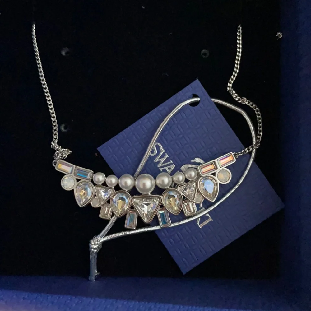 Palladium Plate Festivity Crystal Pearl Necklace